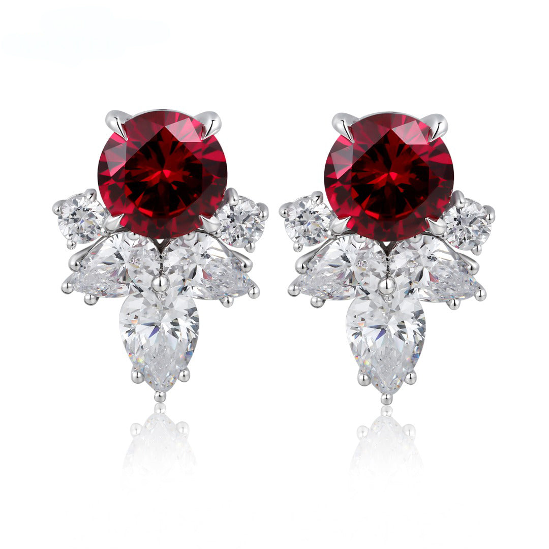 Ruby 925 Sterling Silver Nickel-Free Statement Earrings Round Cut July —  Discovered