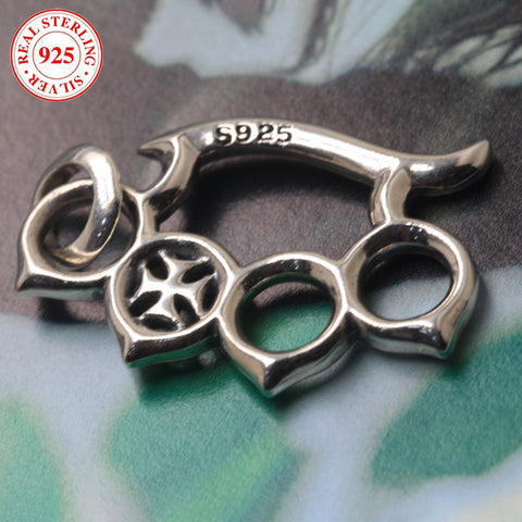 S925 Silver Men's Bold Knuckle Pendant, Fashion Hip Hop Style, Perfect for Party Accessories, 8.8g/0.3oz