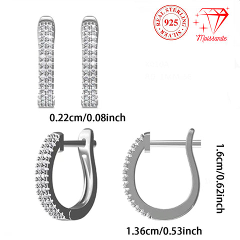 S925 sterling silver hoop earrings, 24 moissanite hand-set