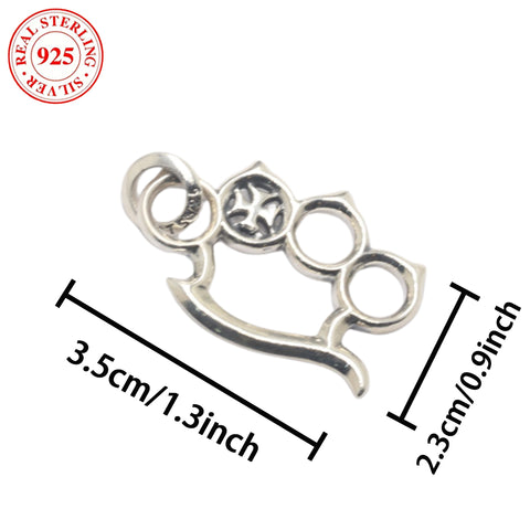 S925 Silver Men's Bold Knuckle Pendant, Fashion Hip Hop Style, Perfect for Party Accessories, 8.8g/0.3oz