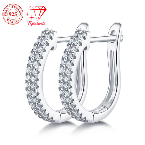 S925 sterling silver hoop earrings, 24 moissanite hand-set