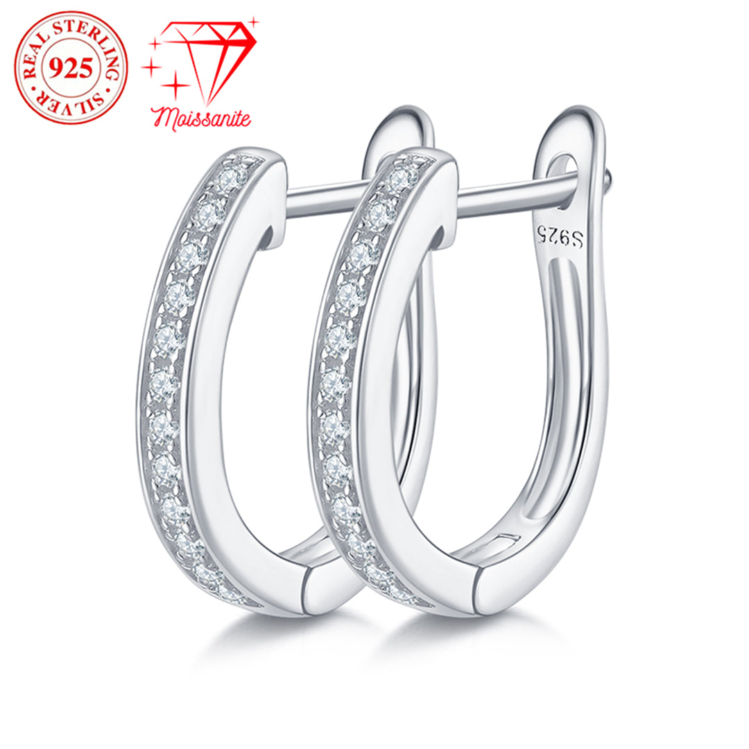 S925 sterling silver hoop earrings, 56 moissanite hand-inlay