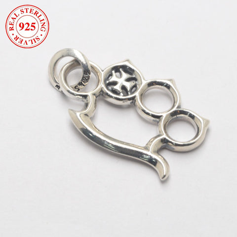 S925 Silver Men's Bold Knuckle Pendant, Fashion Hip Hop Style, Perfect for Party Accessories, 8.8g/0.3oz