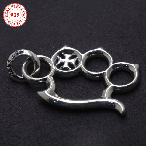 S925 Silver Men's Bold Knuckle Pendant, Fashion Hip Hop Style, Perfect for Party Accessories, 8.8g/0.3oz