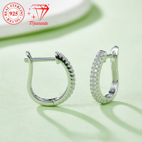 S925 sterling silver hoop earrings, 24 moissanite hand-set