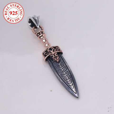 925 Vintage Silver Unisex Holy Sword Pendant (Chain Not Included), Two Tone 7.6 g / 0.26 oz