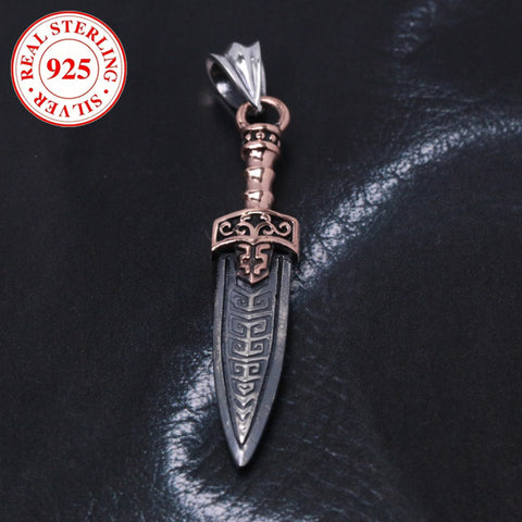 925 Vintage Silver Unisex Holy Sword Pendant (Chain Not Included), Two Tone 7.6 g / 0.26 oz