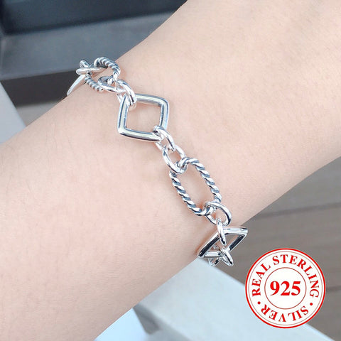 Square Link Unisex Bracelet in Sterling Silver, 14.3 g / 0.5 oz