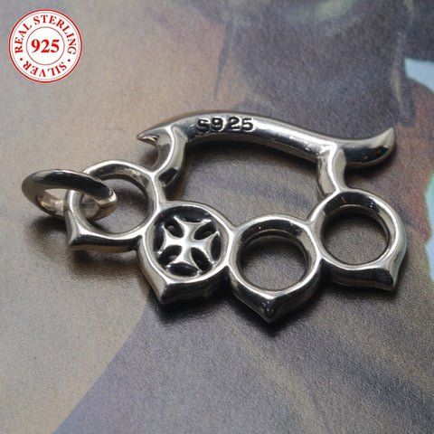 S925 Silver Men's Bold Knuckle Pendant, Fashion Hip Hop Style, Perfect for Party Accessories, 8.8g/0.3oz