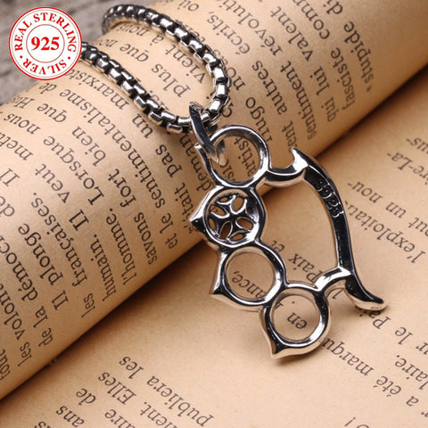 S925 Silver Men's Bold Knuckle Pendant, Fashion Hip Hop Style, Perfect for Party Accessories, 8.8g/0.3oz