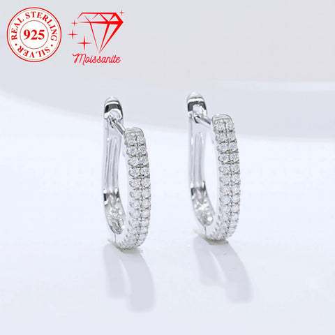 S925 sterling silver hoop earrings, 24 moissanite hand-set