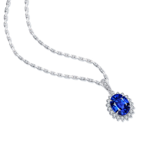 Etoilier Oval Cut Lab Created Sapphire S925 Silver Classic Pendant