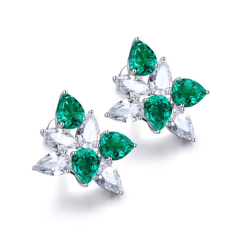 Etoilier Pear Cut Lab Created Emerald 18K Gold Earring