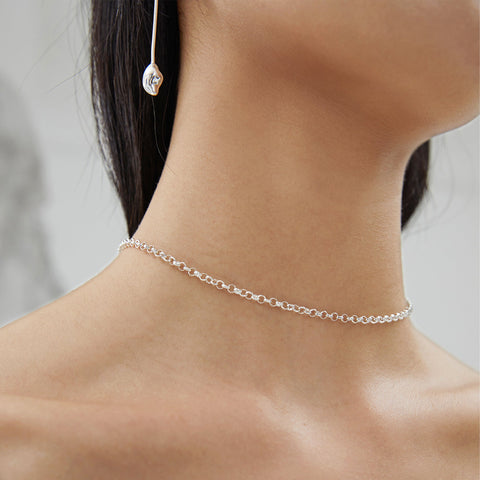 Etoilier 925 Sterling Silver Necklace Sparkling Flash Clavicle Choker Necklace