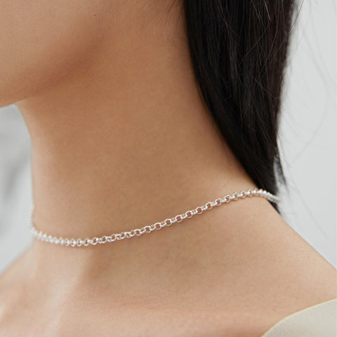 Etoilier 925 Sterling Silver Necklace Sparkling Flash Clavicle Choker Necklace