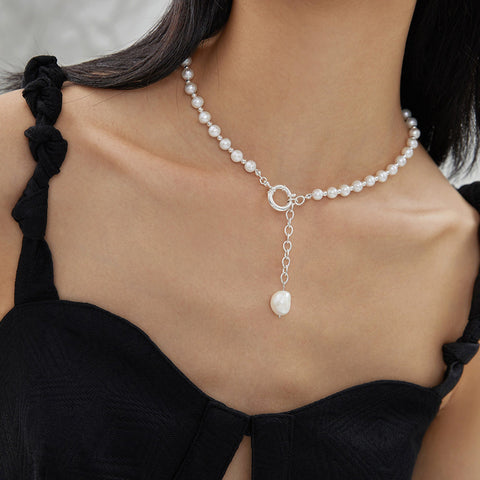 Etoilier 925 Sterling Silver Baroque Pearl Drop Necklace Pendant