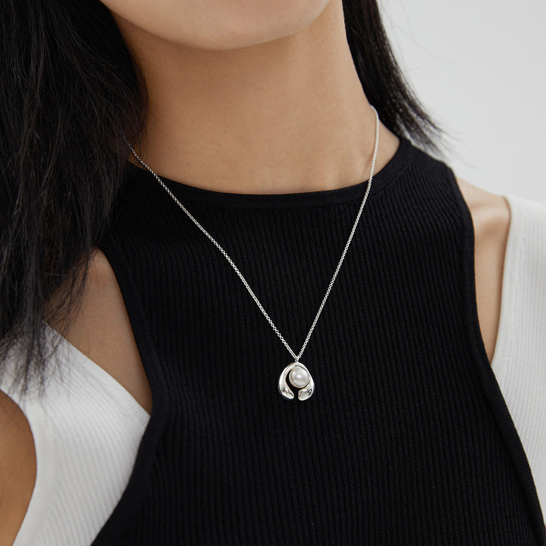 S925 Sliver Pearl Pendant, Color Silver - etoilier