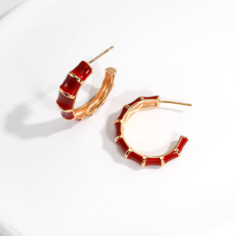 Etoilier 925 Sterling Silver Earring Hoop Earrings Dripping Glaze Stone Earring, Color Gold Plated