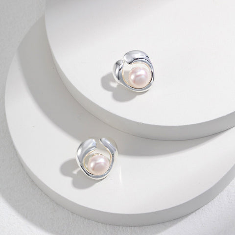 Etoilier 925 Sterling Silver Earring Stud Earrings Pearl Earring, Color Silver