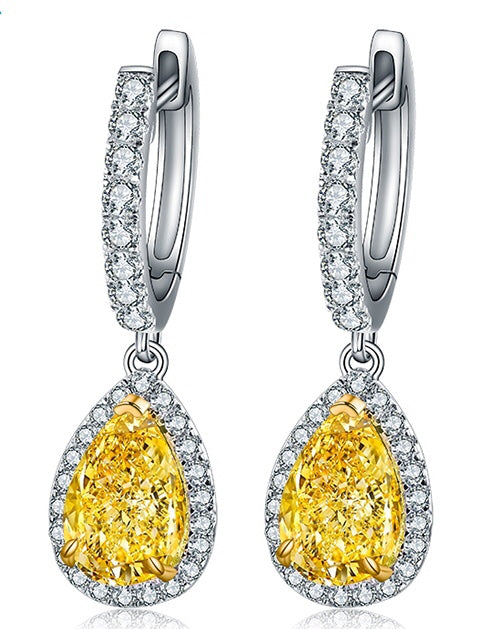 Etoilier Zircon 925 Sterling Silver Earring, Simulation Pear Cut Diamond