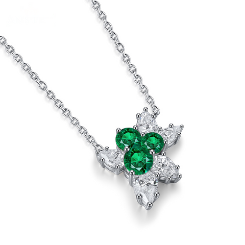 Etoilier Lab Created Emerald 925 Sterling Silver Necklace, Multiple Stones Pendant