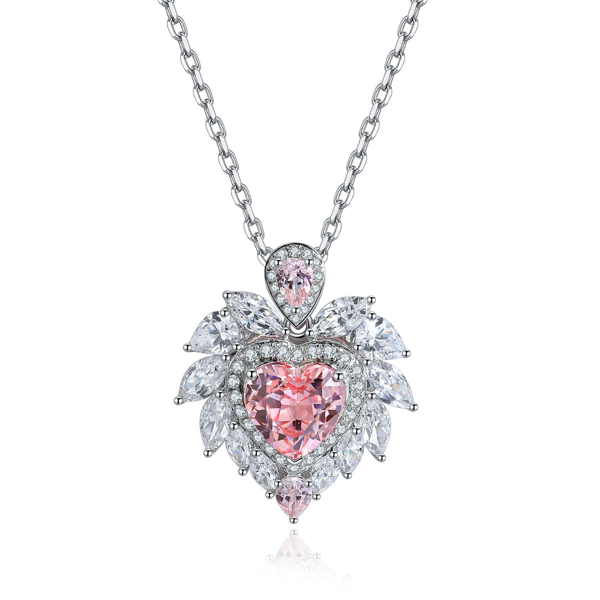 Pendentif en argent Morganite S925 créé par laboratoire Etoilelier Heart Cut