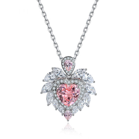 Pendentif en argent Morganite S925 créé par laboratoire Etoilelier Heart Cut