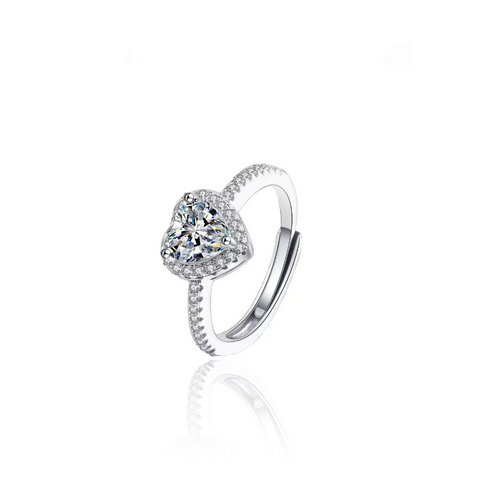 Etoilier 925 Sterling Silver D Color Moissanite Love Heart Ring