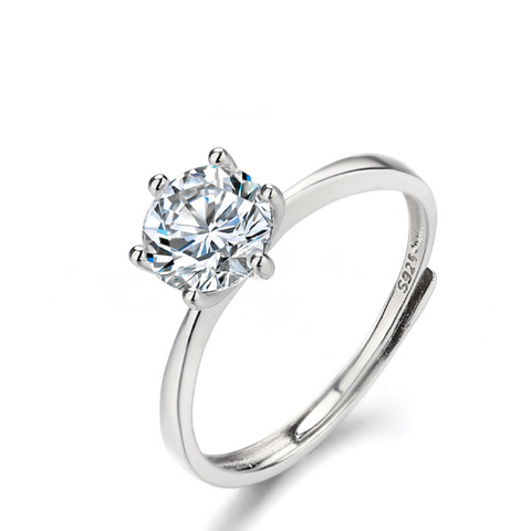 Etoilier 925 Sterling Silver D Color Moissanite Classic 6 prong Ring