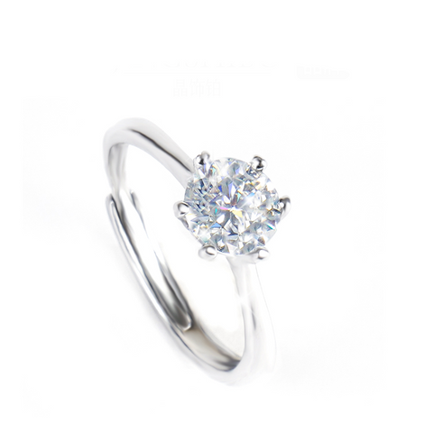 Etoilier 925 Sterling Silver D Color Moissanite Classic 6 prong Ring