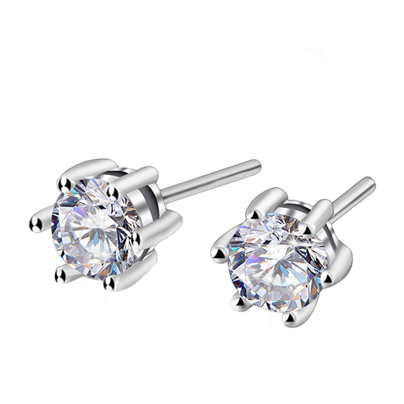 Etoilier 925 Sterling Silver D Color Moissanite Classic 6 prong Ear Studs