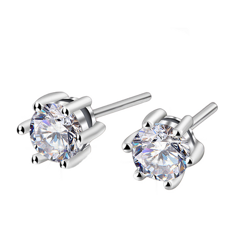 Etoilier 925 Sterling Silver D Color Moissanite Classic 6 prong Ear Studs