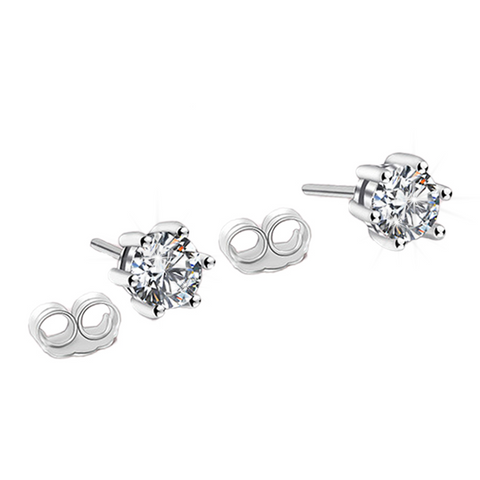 Etoilier 925 Sterling Silver D Color Moissanite Classic 6 prong Ear Studs