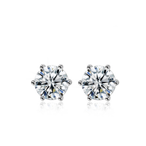 Etoilier 925 Sterling Silver D Color Moissanite Classic 6 prong Ear Studs