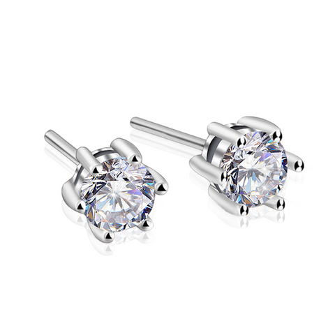 Etoilier 925 Sterling Silver D Color Moissanite Classic 6 prong Ear Studs