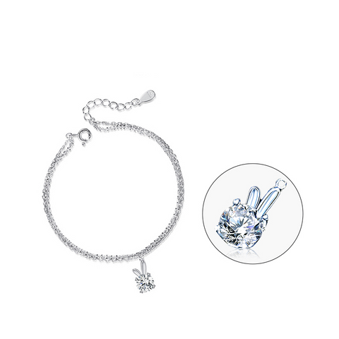 Etoilier 925 Sterling Silver D Color Moissanite Rabbit Bracelet