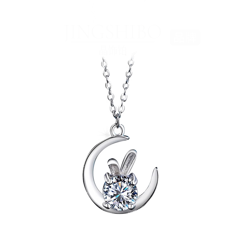 Etoilier 925 Sterling Silver D Color Moissanite Rabbit Pendant Necklace