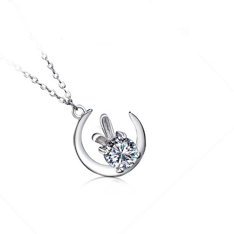 Etoilier 925 Sterling Silver D Color Moissanite Rabbit Pendant Necklace