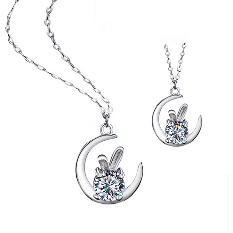 Etoilier 925 Sterling Silver D Color Moissanite Rabbit Pendant Necklace