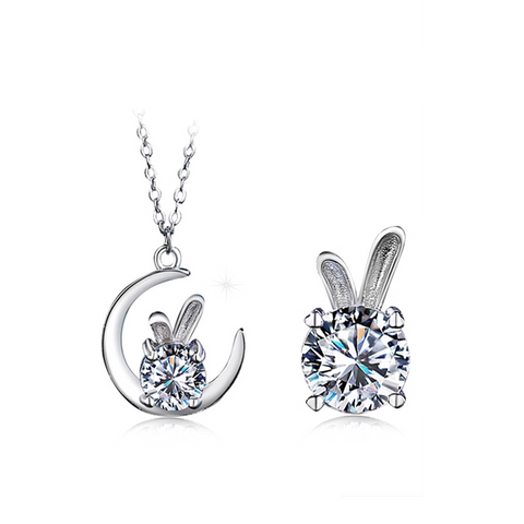 Etoilier 925 Sterling Silver D Color Moissanite Rabbit Pendant Necklace