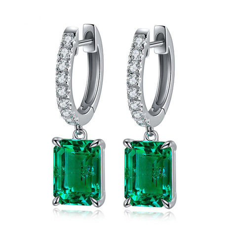 Etoilier Lab Created Emerald S925 Silver Earring