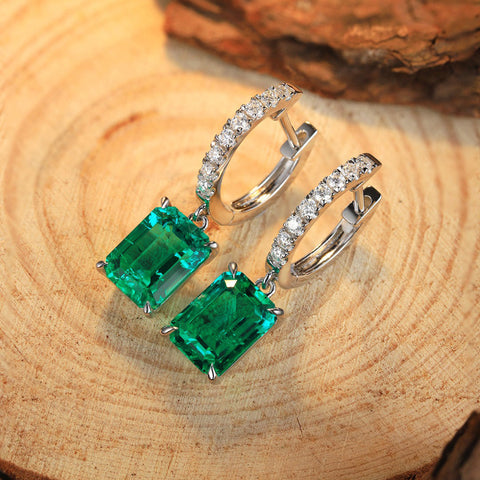 Etoilier Lab Created Emerald S925 Silver Earring