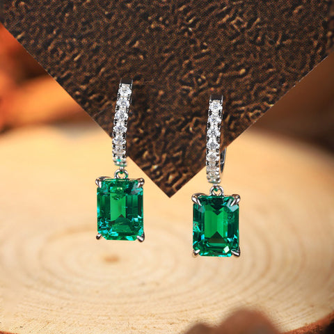 Etoilier Lab Created Emerald S925 Silver Earring