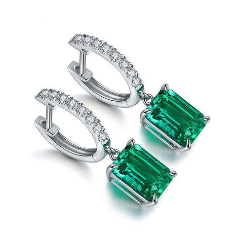 Etoilier Lab Created Emerald S925 Silver Earring