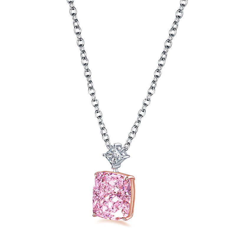 Etoilier 925 sterling silver Zircon Necklace Pendant, Asscher Cut Simulation Diamond