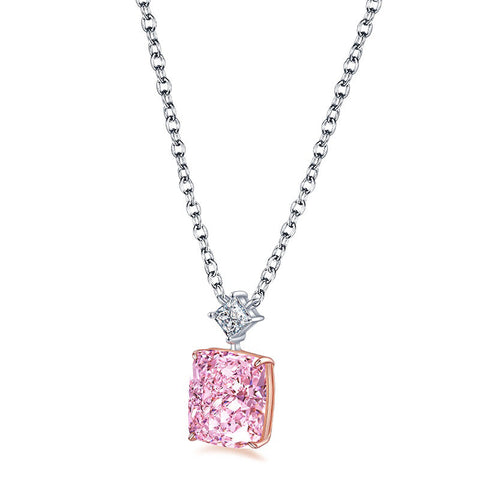 Etoilier 925 sterling silver Zircon Necklace Pendant, Asscher Cut Simulation Diamond