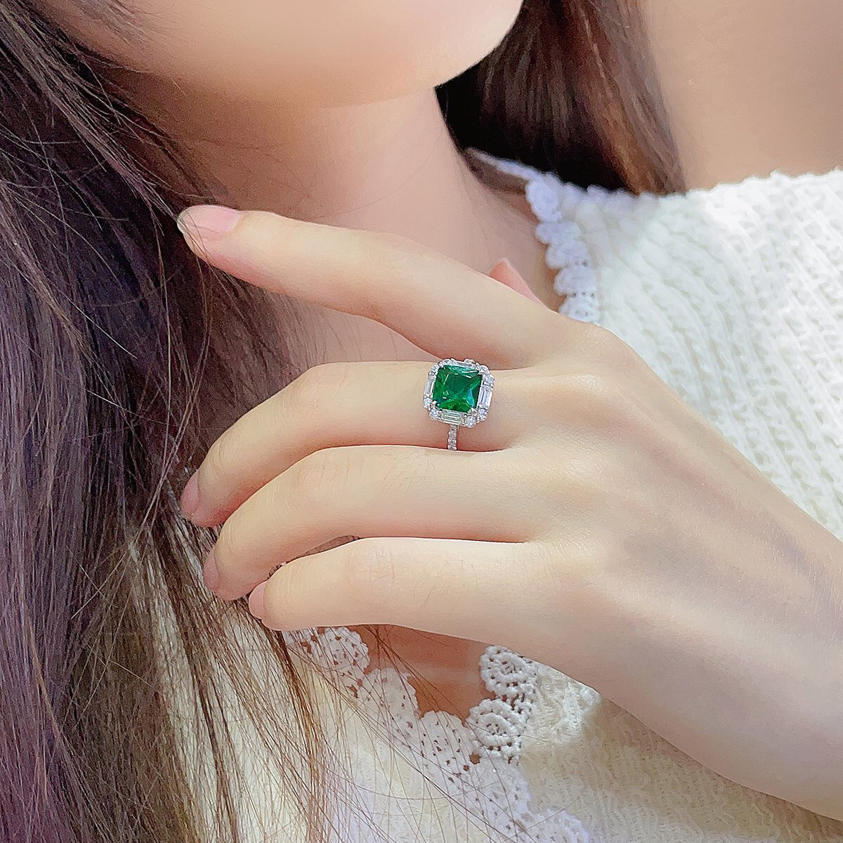 Asscher Emerald Cosma Ring | Fashionkind