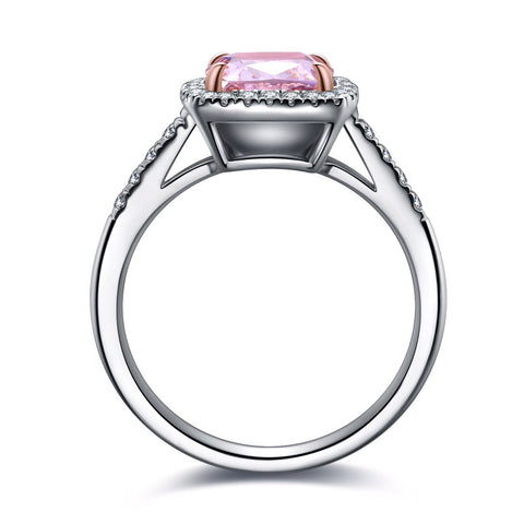 Etoilier 925 sterling silver Zircon Ring, Asscher Cut Simulation Pink Diamond