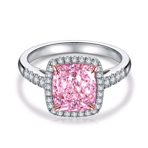 Etoilier 925 sterling silver Zircon Ring, Asscher Cut Simulation Pink Diamond