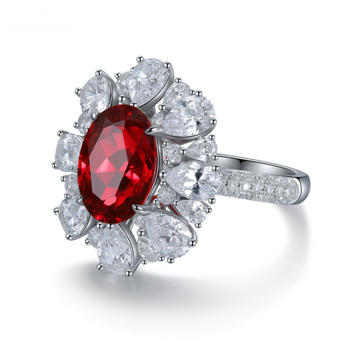 Etoilier Lab Created Sapphire, Lab grow Ruby 9K Gold Ring Oval Cut